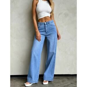 Tiger Mist COHEN JEAN Medium/Light Wash Baggy Fit Wide Leg Size 10